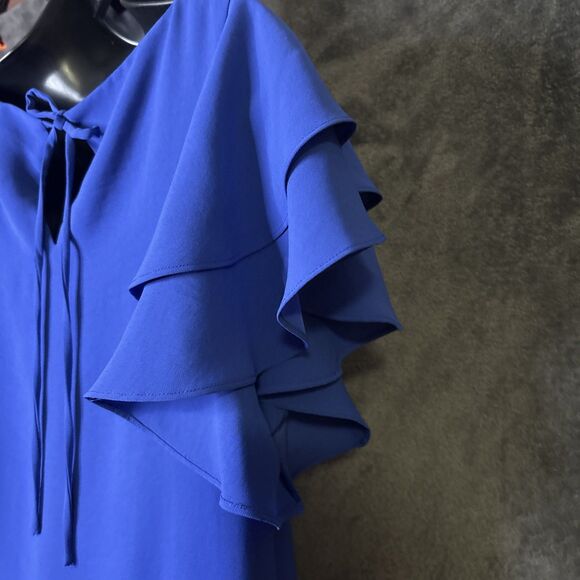 Adrianna Papell Womens Blue Ruffle Sleeve Short Shift Dress Size 4 NWT - Picture 8 of 10
